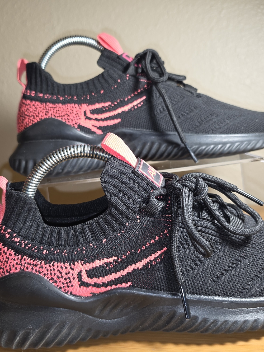Women's Black & Pink Knit Slip-On Sneakers - Picture 11 of 14